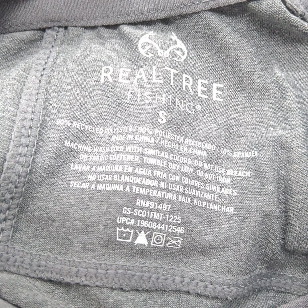 Realtree Long Sleeve Hooded Fishing Shirt Boys Youth Size Small Heather Gray